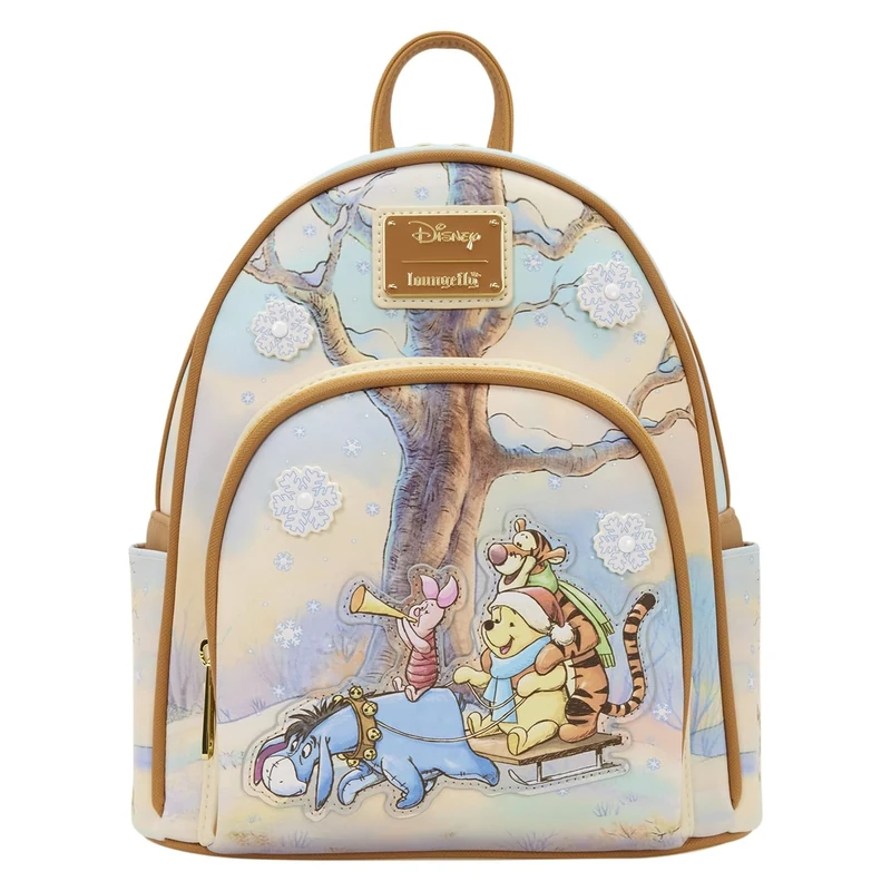 Loungefly - Disney - Winnie the Pooh - Winter Sledding Scene - Mini Backpack - Premium Vegan Leather - Gift Idea - Official Merchandise - for Boys, Girls Men and Women - Cartoon Fans