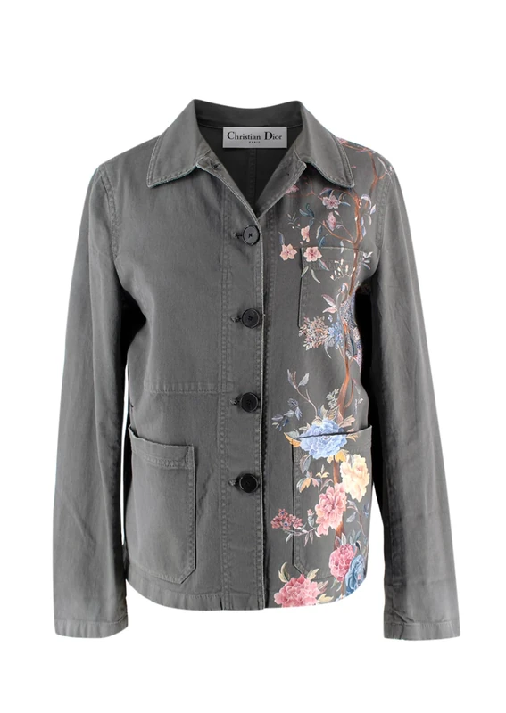 Dior Pre-loved Grey Floral Print Cotton Jacket