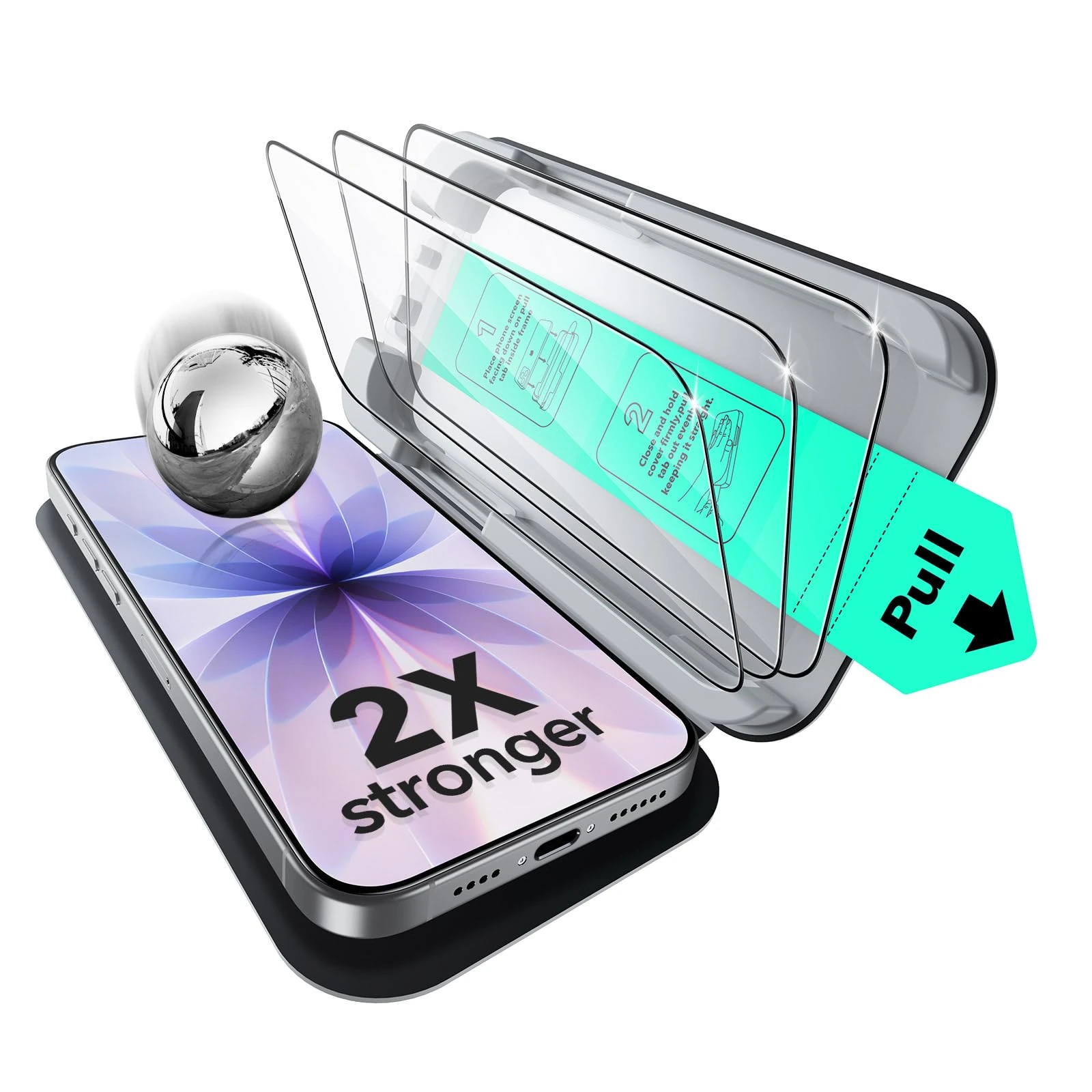 ESR 3 Pack 9H+ Glass for iPhone 17/iPhone 16 Pro Screen Protector, [Military Grade Shatterproof & Longest Durable]