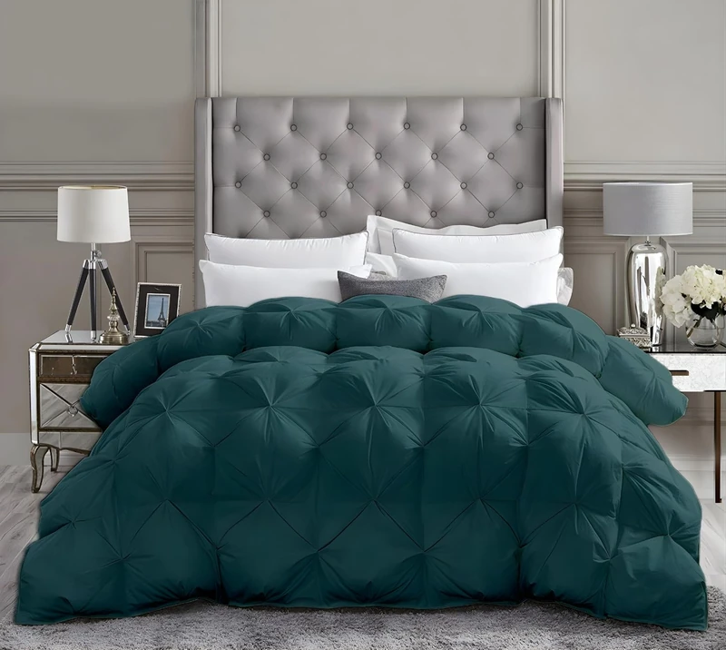 Saferay Green Pinch Pleat Pintuck Comforter Alaskan King 136x120 Teal