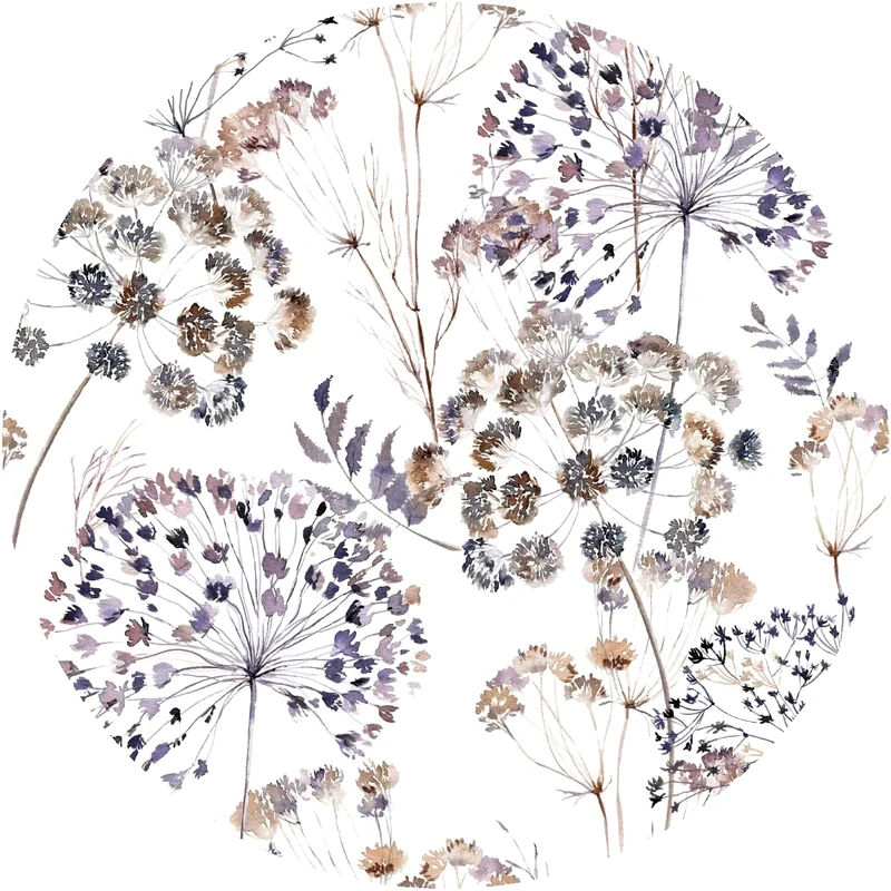 Ambiance Sticker Non-Woven Wallpaper Pre-Pasted Giant Wall Mural Country Flowers Vintage Watercolor White - H60 x W60cm