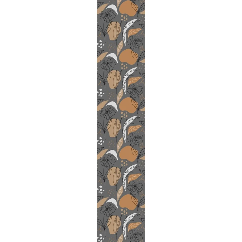 Ambiance Sticker Non-Woven Wallpaper Pre-Pasted Roll Abstract Flowers Grey and Orange Decorative Adhesive – 1 Roll H300 x W60 cm