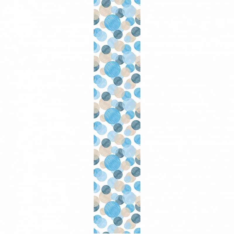 Ambiance Sticker Pre-Pasted Non-Woven Wallpaper Roll Bohemian Ethnic Blue Circles Decorative Adhesive – 1 Roll H300 x W60 cm