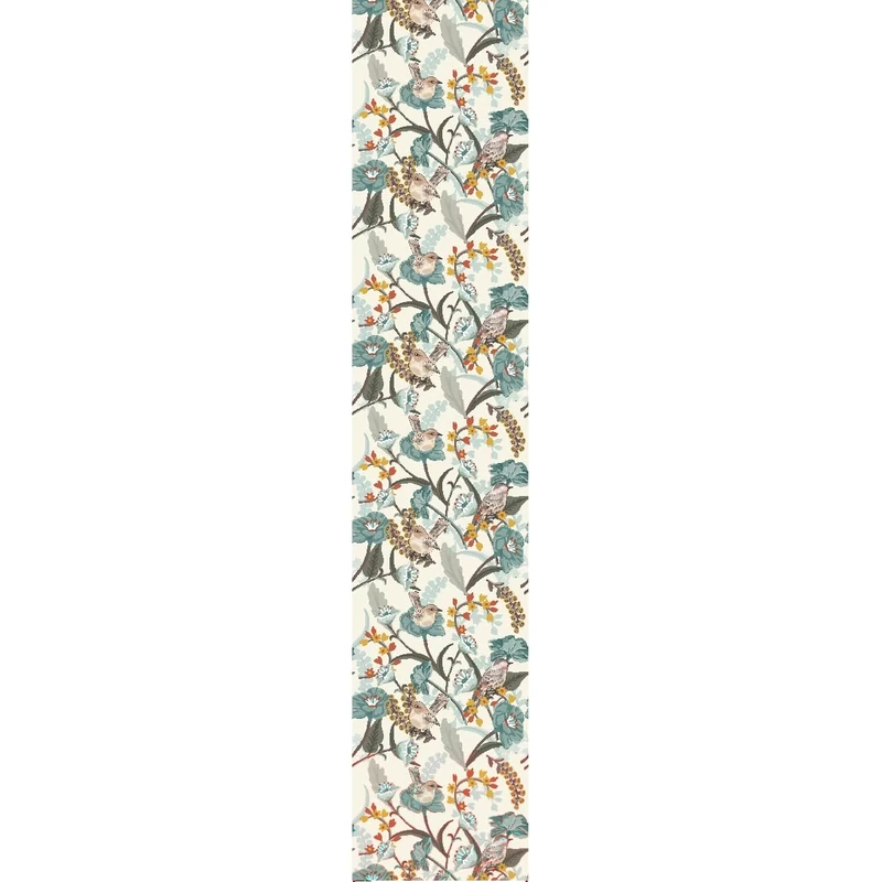 Ambiance Sticker Pre-Pasted Non-Woven Wallpaper Roll Vintage Blue Flowers and Sparrows Decorative Adhesive – 1 Roll H300 x W60 cm