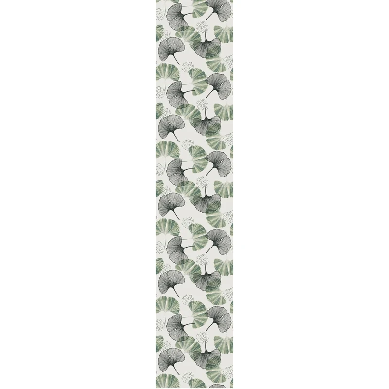 Ambiance Sticker Non-Woven Wallpaper Pre-Pasted Roll of Wallpaper Ginkgo Leaves Grey Green Decorative Adhesive – 1 Roll H300 x W60 cm