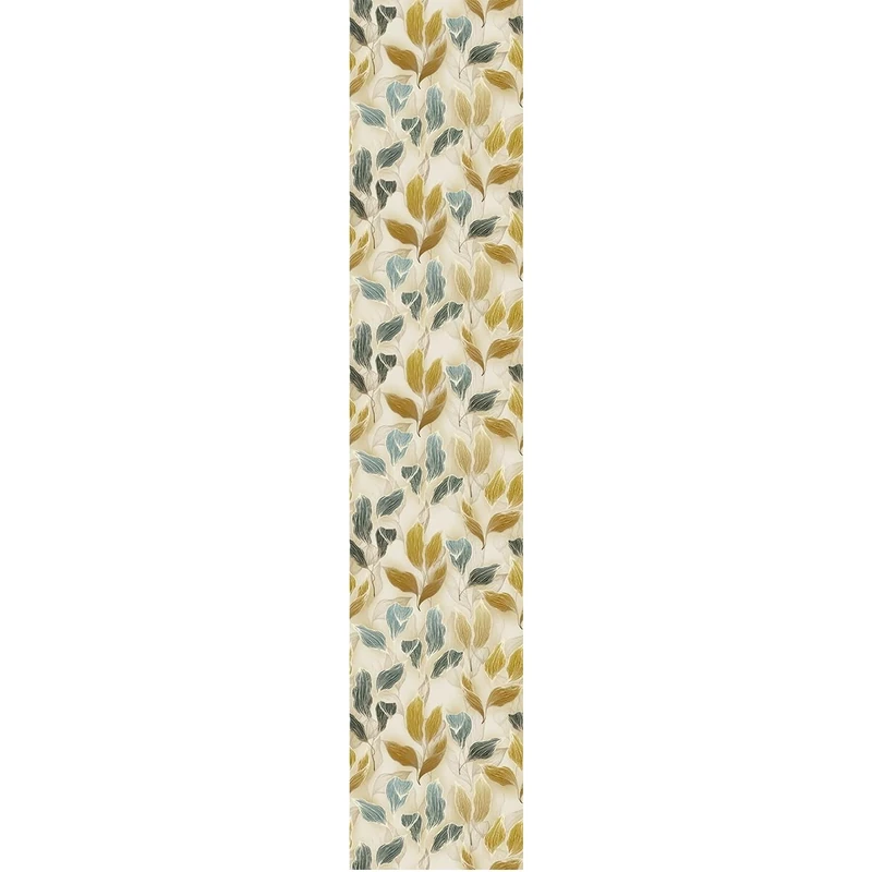 Ambiance Sticker Non-Woven Wallpaper Pre-Pasted Roll Vintage Yellow Brown and Blue Leaves Decorative Adhesive – 1 Roll H300 x W60 cm