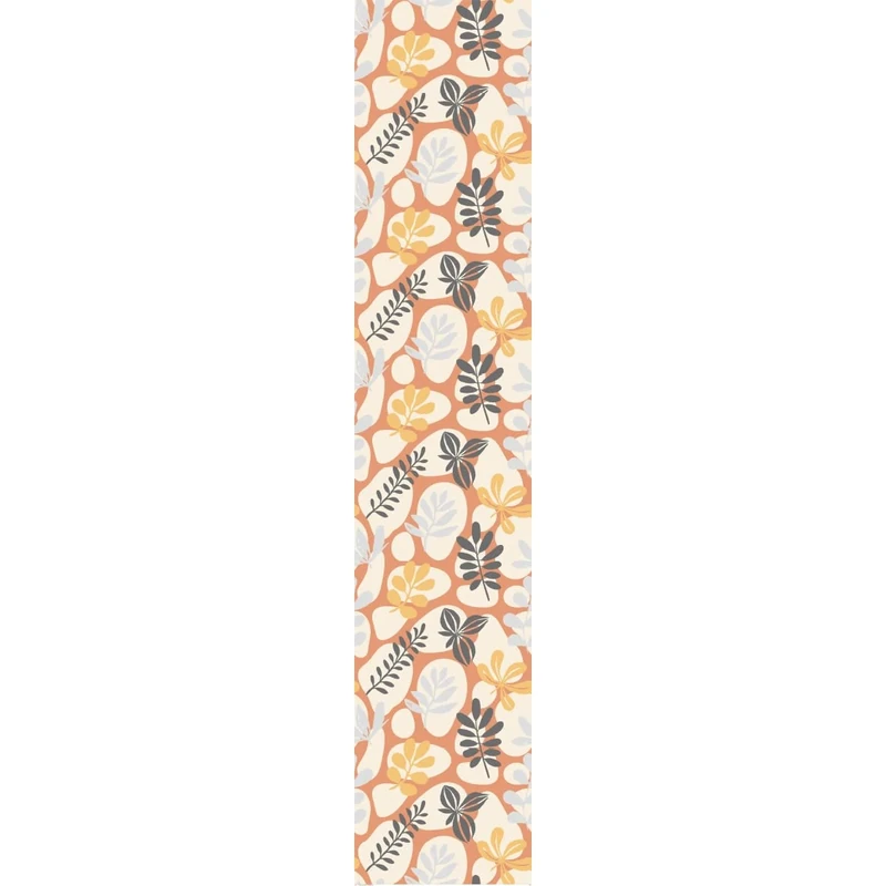 Ambiance Sticker Non-Woven Wallpaper Pre-Pasted Roll Orange Tropical Leaves Decorative Adhesive – 1 Roll H300 x W60 cm