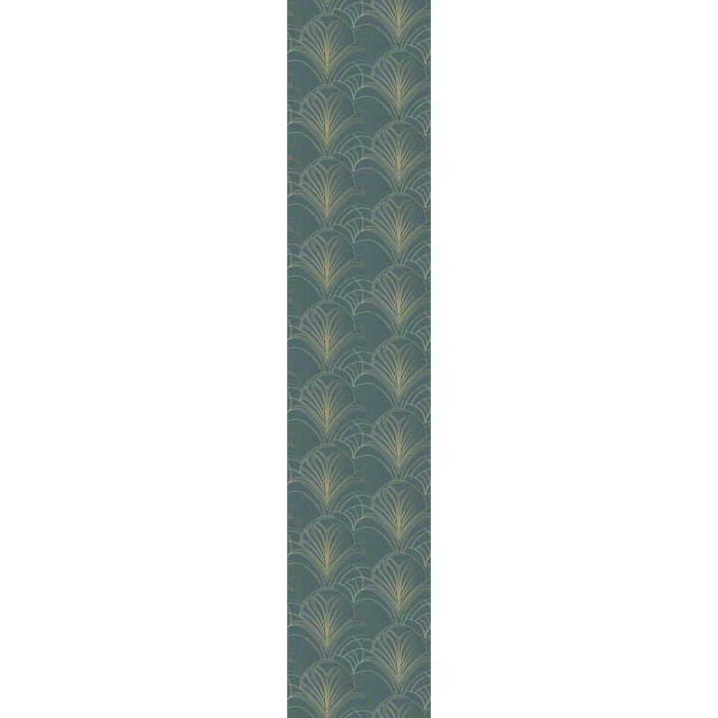 Ambiance Sticker Non-Woven Wallpaper Pre-Pasted Roll Green Grey Geometric Leaves Decorative Adhesive – 1 Roll H300 x W60 cm