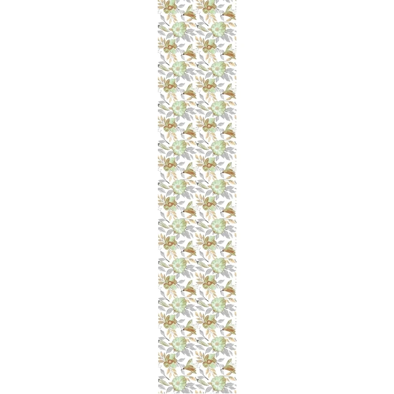 Ambiance Sticker Non-Woven Wallpaper Pre-Pasted Roll Abstract Green Flowers Decorative Adhesive – 1 Roll H300 x W60 cm