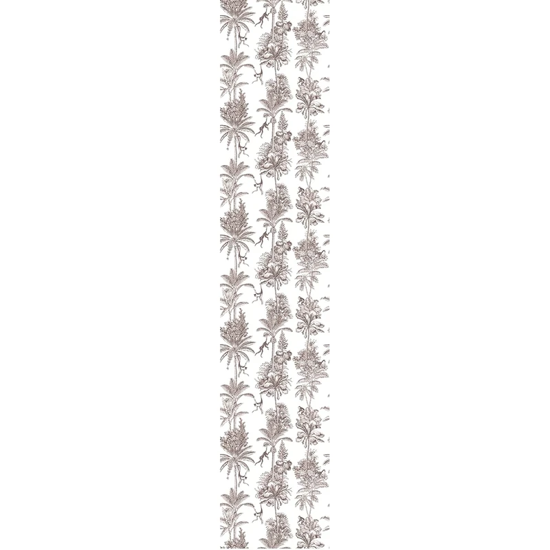 Ambiance Sticker Pre-Pasted Non-Woven Wallpaper Roll Tropical Palm Trees Vintage White and Brown Decorative Adhesive – 1 Roll H300 x W60 cm
