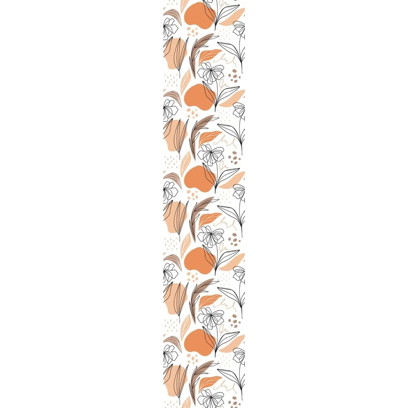 Ambiance Sticker Non-Woven Wallpaper Pre-Pasted Roll Abstract Flowers White and Orange Decorative Adhesive – 1 Roll Height 300 x Length 60 cm