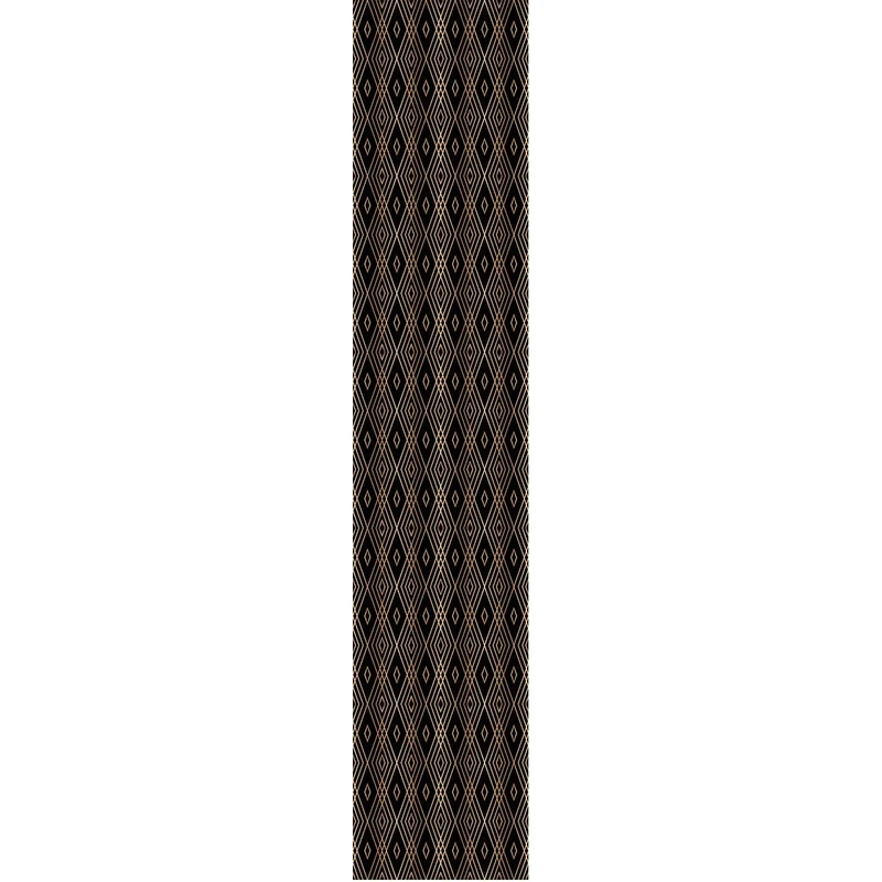 Ambiance Sticker Pre-Pasted Non-Woven Wallpaper Roll Scandinavian Art Deco Black Diamond and Gold Effect Decorative Adhesive – 1 Roll H300 x W60 cm