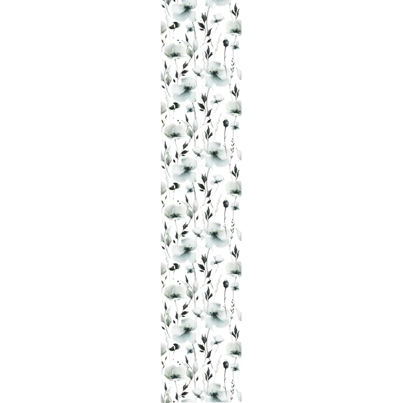 Ambiance Sticker Non-Woven Wallpaper Pre-Glued Scandinavian Wallpaper White Flowers Watercolor Decorative Adhesive – 1 Roll H300 x W60 cm