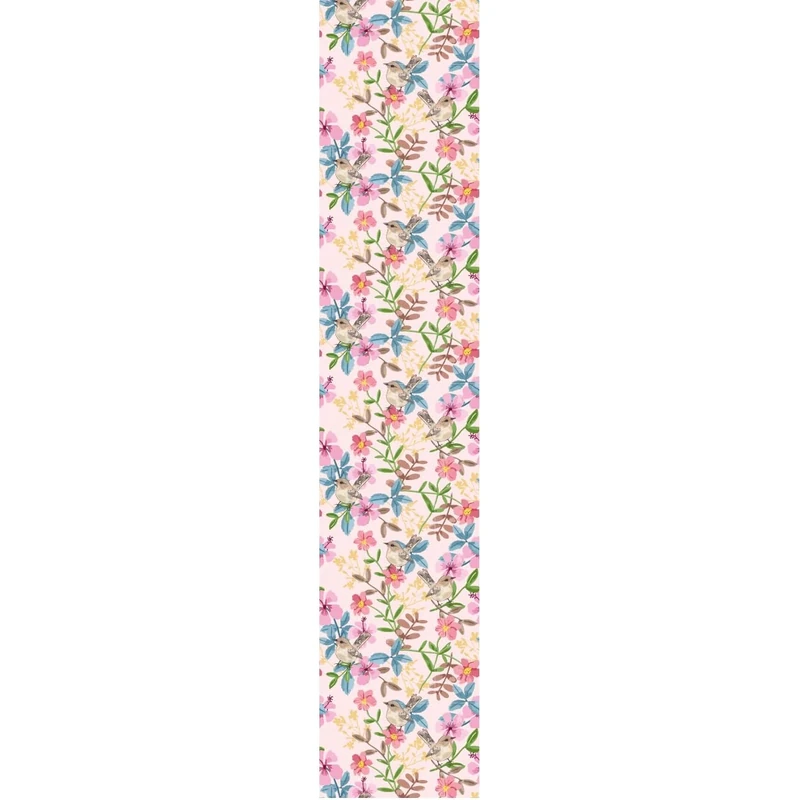 Ambiance Sticker Non-Woven Wallpaper Pre-Glued Wallpaper Flowers and Sparrows Decorative Adhesive – 1 Roll Height 300 x Length 60 cm