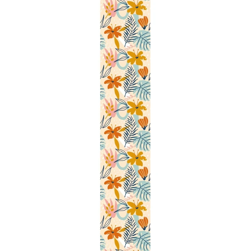 Ambiance Sticker Non-Woven Wallpaper Pre-Pasted Roll Tropical Flowers and Leaves Decorative Adhesive – 1 Roll H300 x W60 cm