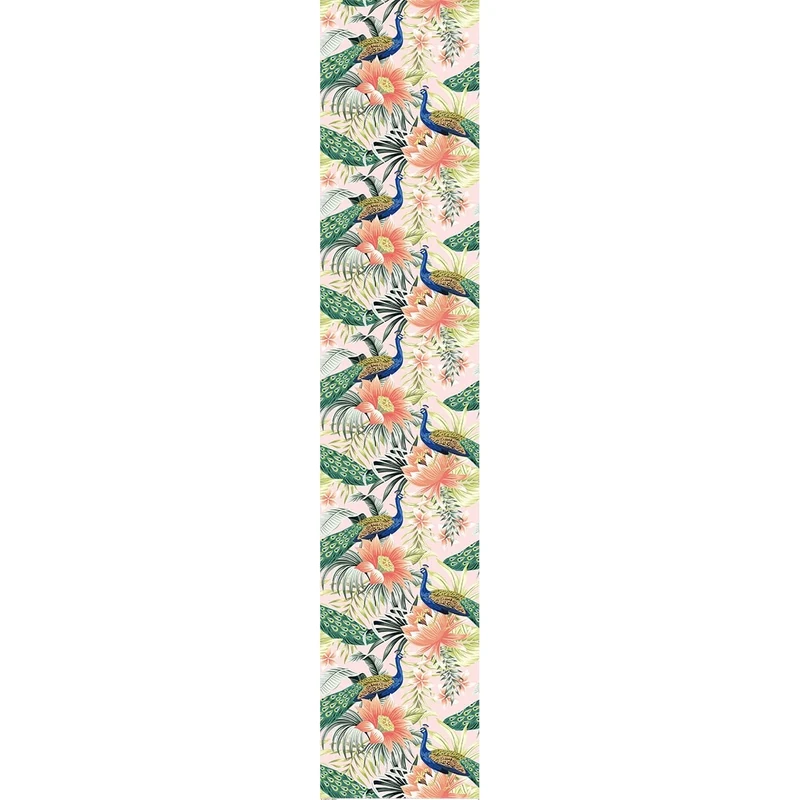 Ambiance Sticker Non-Woven Wallpaper Pre-Glued Peacocks and Lotus Flowers Decorative Adhesive – 1 Roll H300 x W60 cm