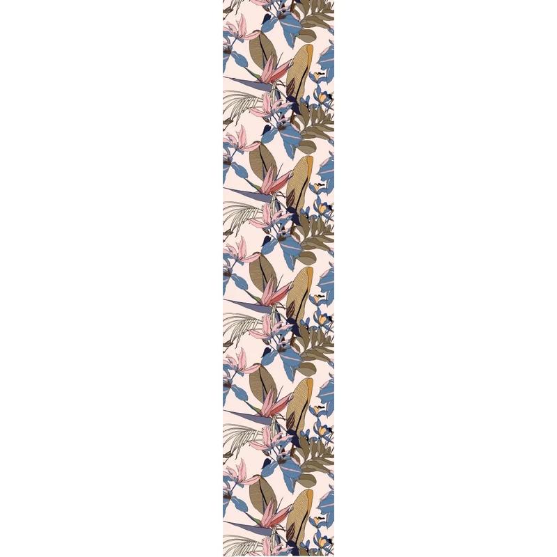 Ambiance Sticker Pre-Pasted Non-Woven Wallpaper Roll Tropical Pink Banana Leaves and Paradise Flowers Decorative Adhesive – 1 Roll H300 x W60 cm