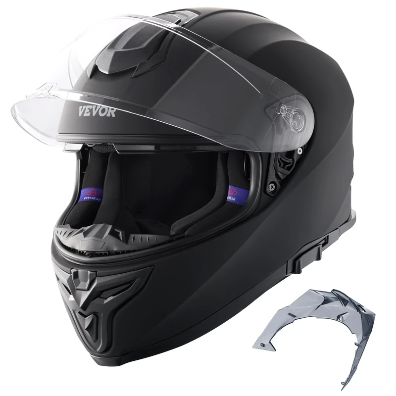 VEVOR Motorcycle Helmet, Full Face, Smart Street ABS & High Density Helmet with Bluetooth Slot & Interchangeable Lens, DOT Approved Comfortable Motocross Helmet, Fit for Youth & Adults