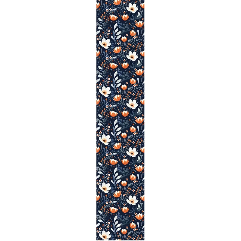 Ambiance Sticker Non-Woven Wallpaper Pre-Pasted Roll White and Orange Flowers Decorative Adhesive – 1 Roll Height 300 x Length 60 cm