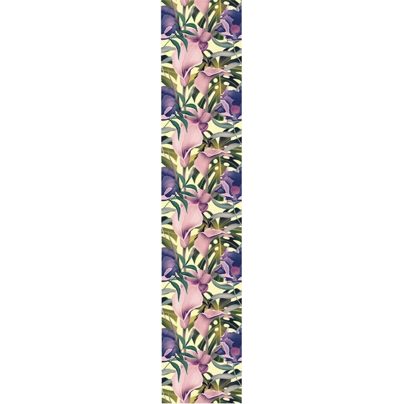 Ambiance Sticker Non-Woven Wallpaper Pre-Pasted Roll Tropical Flowers Pink and Purple Decorative Adhesive – 1 Roll H300 x W60 cm