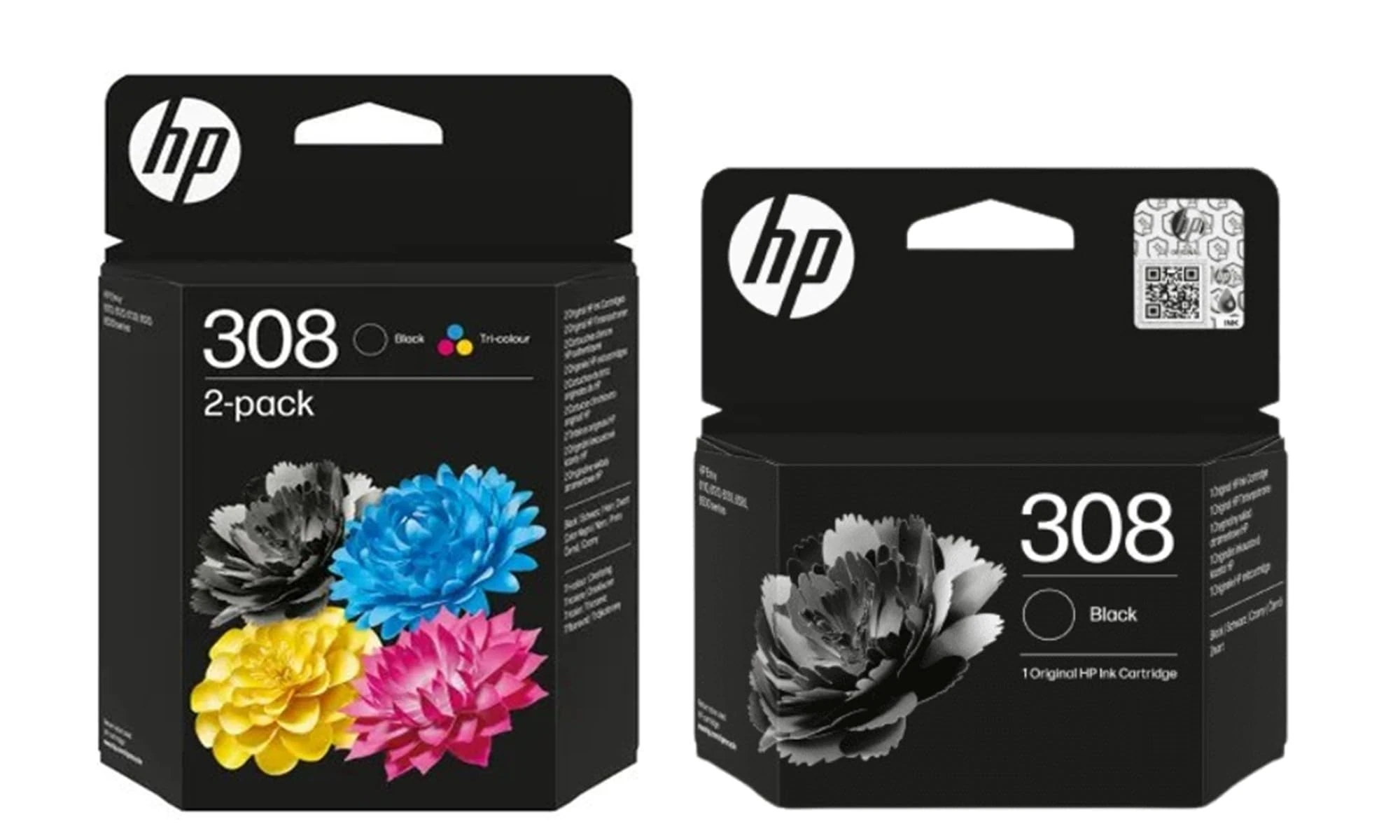 HP 308 2-Pack Black/Tri-color Original Multipack 308 Black Ink Cartridge Combo