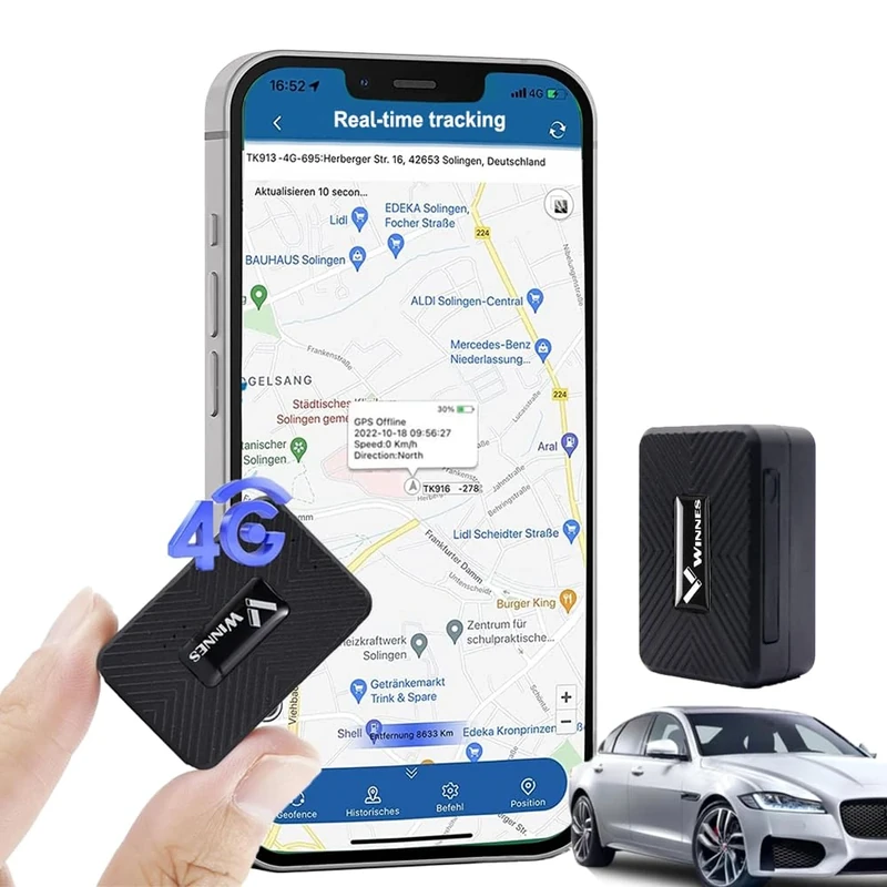 4G Mini GPS Tracker for Vehicles No Subscription - Real Time Tracking Device with Free APP Alarm Notifications, Magnetic Anti-Theft Micro Vehicle Tracking for Kids, Elderly 2025