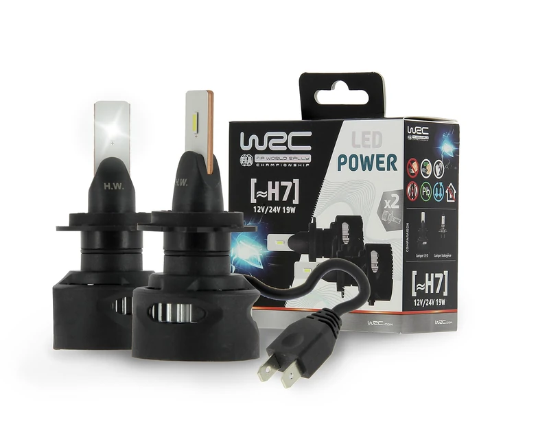 WRC 007551 2 x H7 LED Bulbs 12 V/24 V 19 W, Powerful Car Lamp