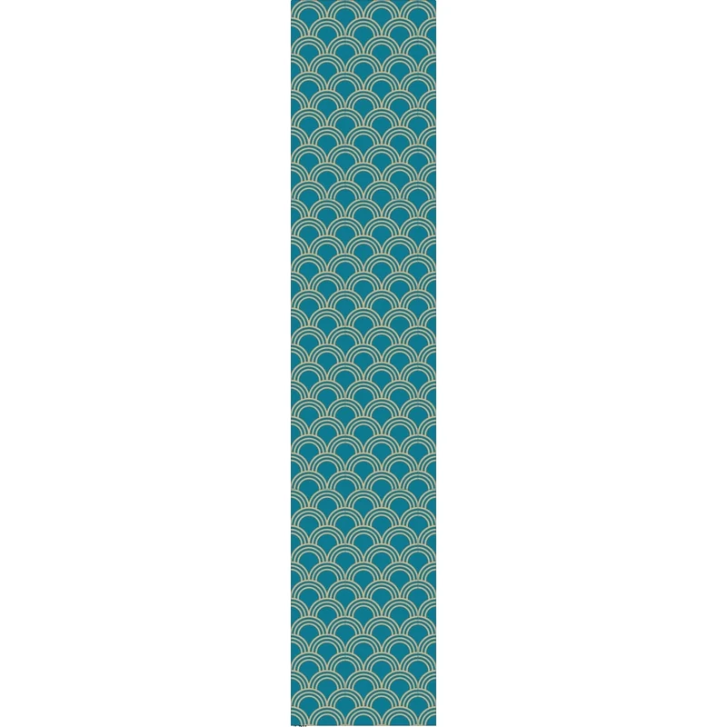 Ambiance Sticker Pre-Pasted Non-Woven Wallpaper Roll Scandinavian Art Deco Duck Blue Arches Decorative Adhesive – 1 Roll H300 x W60 cm