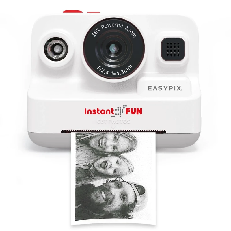Easypix InstantFUN Instant Camera, Creative Photo Fun for Adults and Children, Black and White Thermal Printing, BPA-Free Paper Refillable, Prints Without Ink - Image 1
