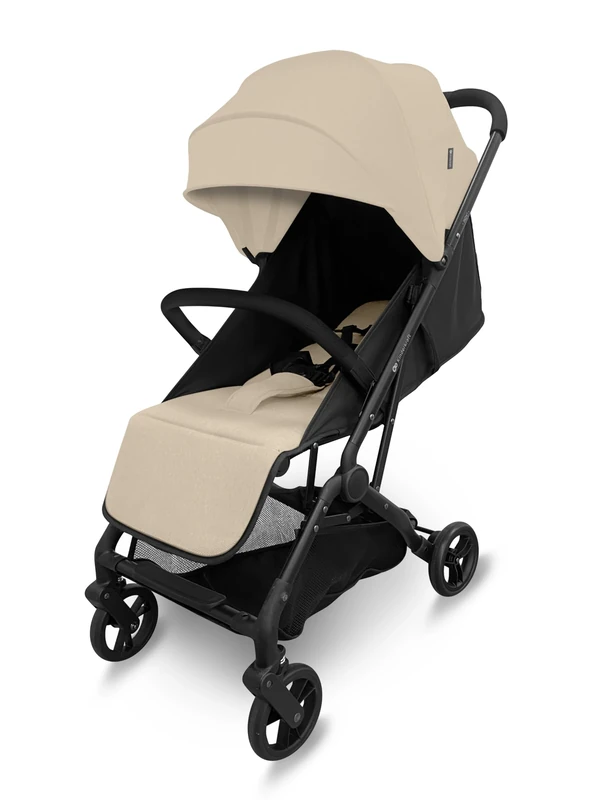 Kinderkraft INDY 3 Lightweight Compact Pushchair from Birth to 15kg, 7.3kg, one-Hand Click & FOLD, Compact fold 33×57.3×61.5 cm, 84cm seat, 5-Point Harness, Beige