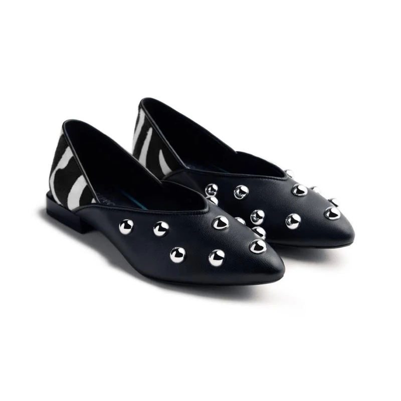 GIOSEPPO Women's Braham Mary Jane Flat, Black/White, 5 UK