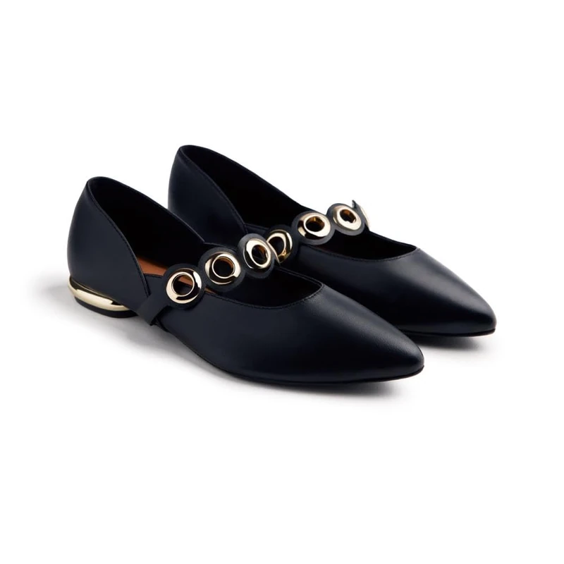 GIOSEPPO Nimrod Women's Mary Jane Flat Shoes, Black, 39 EU, Black/White, 7 UK