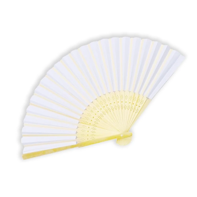 60 White Folding Bamboo Fans Customisable and Biodegradable