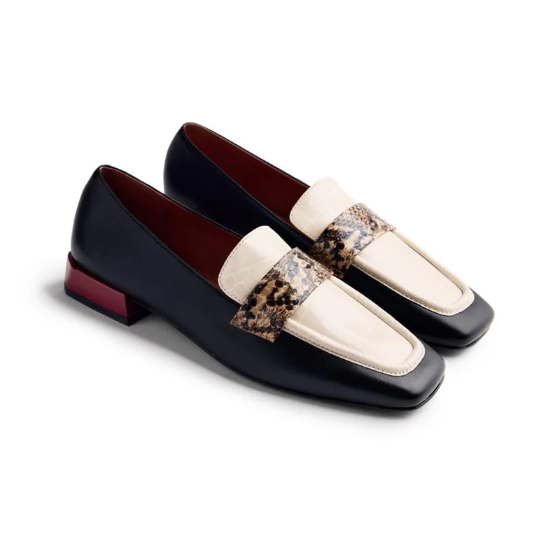 GIOSEPPO Women's Fridley Loafer, Black/White, 8.5 UK