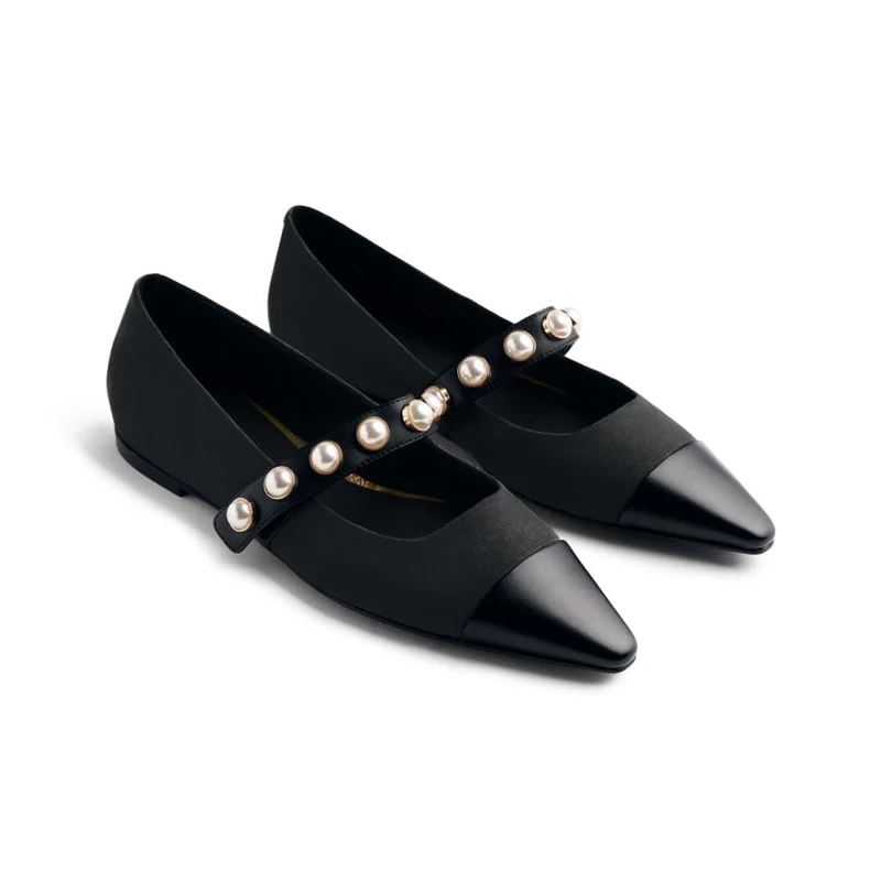 GIOSEPPO Women's Galien Mary Jane Flat, Black/White, 7 UK