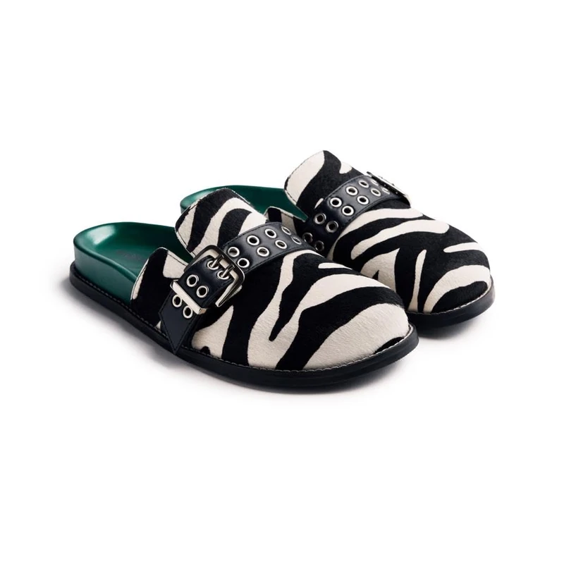 Beulah Animal Print Leather Clogs, Brown, 8 UK