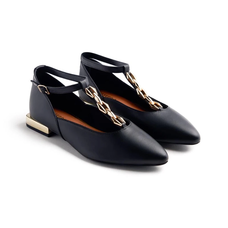 GIOSEPPO Elsie Mary Jane Flat Shoes, Black/White, 4 UK
