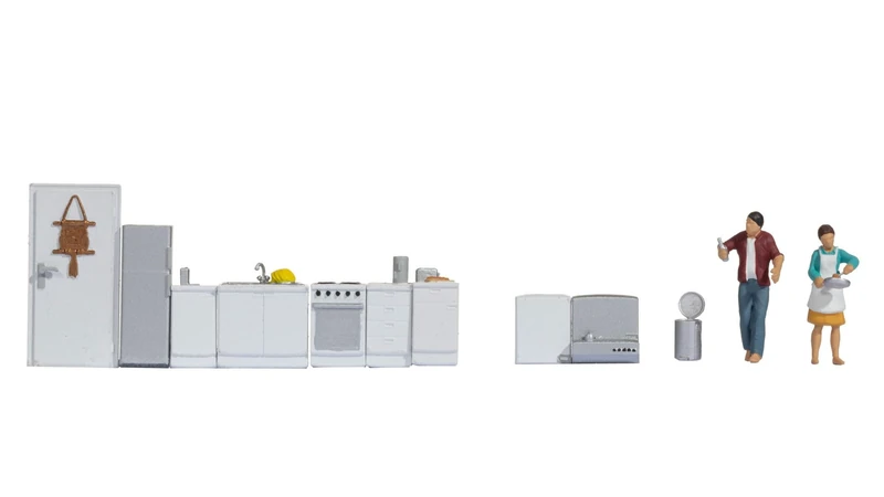 NOCH H0 Figure Theme World "Kitchen" for the Gauge H0, Ideal for Scene Design in Model Railway and Diorama Construction