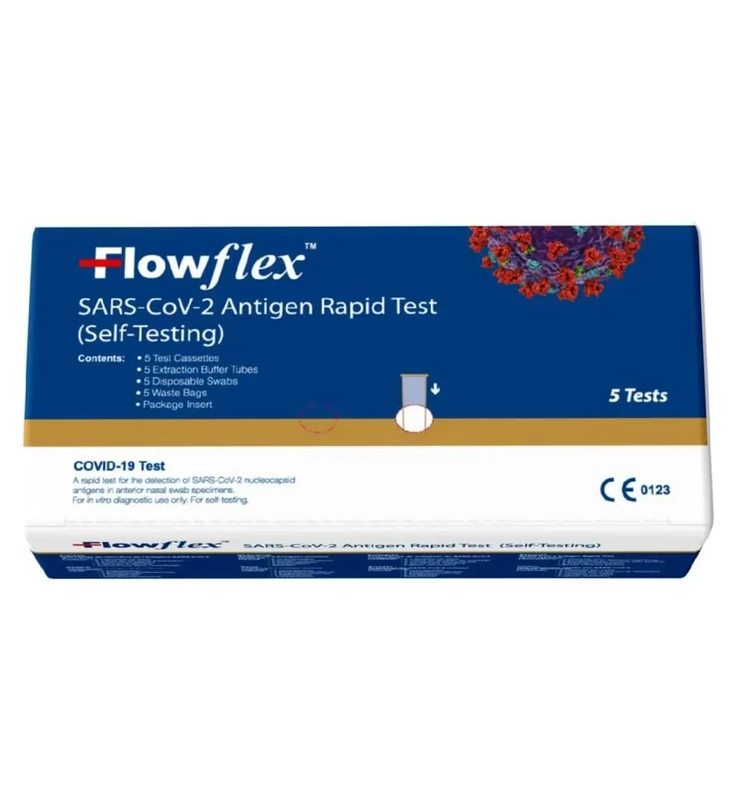 Flowflex Lateral Test Kit Covid-19 For Self Care | Test Kit For SARS-CoV-2 Antigen Home Test Kit | Self Testing Rapid Test In 15 Minute | 5 Test Pack