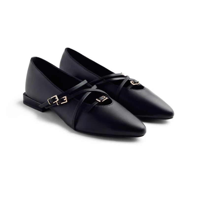 GIOSEPPO HOKAH, Women's Mary Jane Flats, Black, 41 EU, Black/White, 8.5 UK