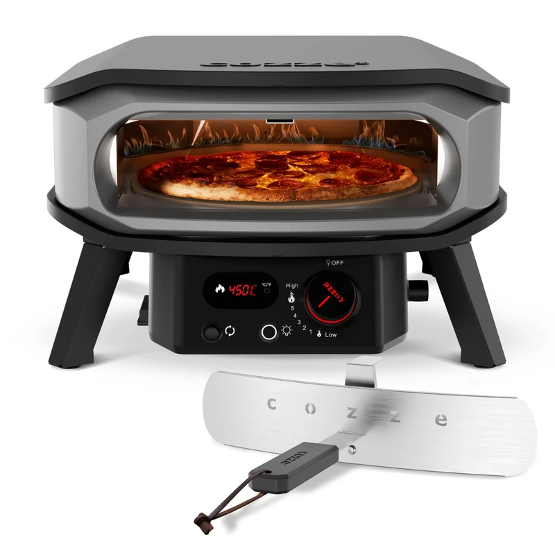 COZZE Mini Pizza Oven Gas with Rotating Function 13 Inch - Pizza Oven Gas Outdoor (50 mbar) with Rotation - Table Pizza Oven for Small Pizzas