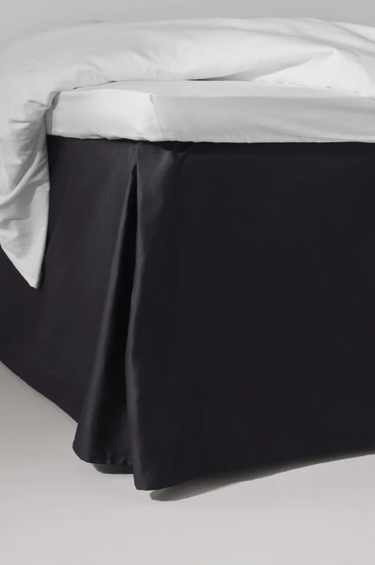 Jotex Zack Satin Valance Bed Skirt Organic Cotton Bed Skirt, Height 60 cm, Black 180 x 200 cm