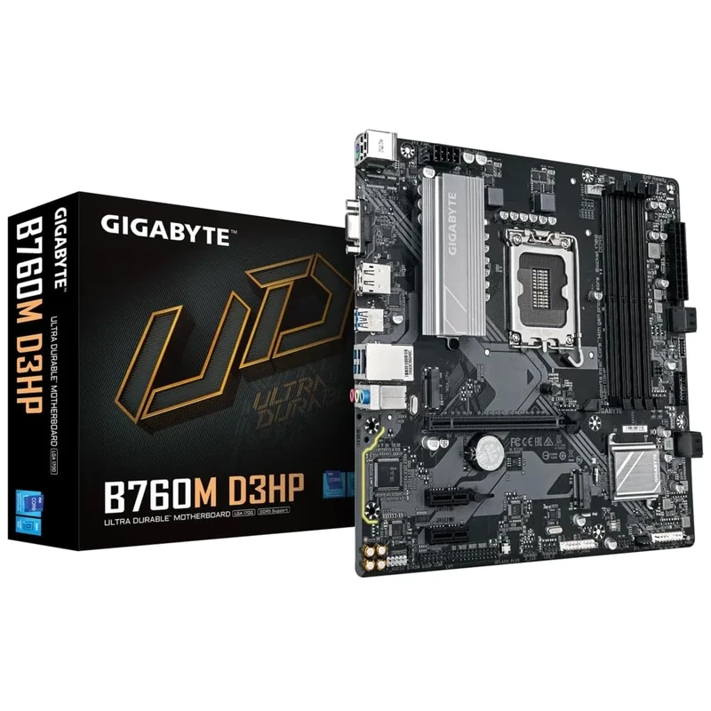 GIGABYTE B760M D3HP Motherboard - Intel Core 14th Gen CPUs, 4+1+1 Phases VRM, up to 5600MHz DDR5, 2xPCIe 4.0 M.2, GbE LAN, USB 3.2 Gen 1