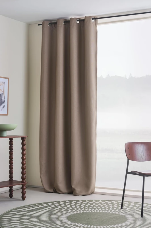 JOTEX Shadow Eyelet Blackout Eyelet Curtain 140 x 250 cm Light Brown