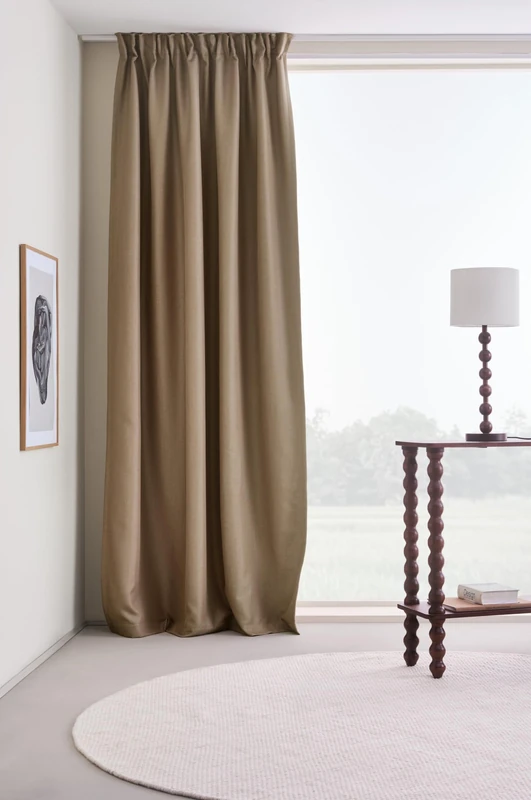 JOTEX Shadow Blackout Curtain with Multifunctional Tape (Pack of 1), Light Brown, 140 x 300 cm
