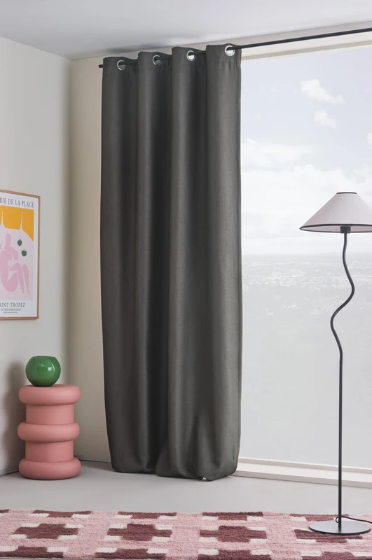 JOTEX Shadow Eyelet Blackout Eyelet Curtain 140 x 250 cm Blue Grey