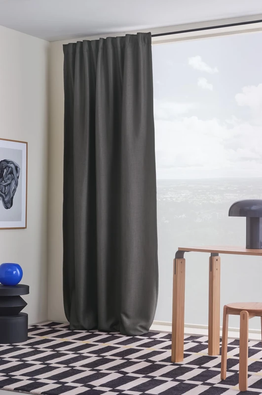 JOTEX Shadow Blackout Curtain with Multifunctional Tape (Pack of 1), Blue Grey, 140 x 300 cm