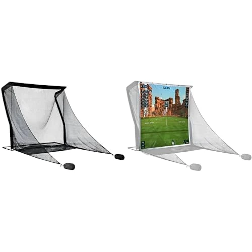 SIMSPACE Deluxe Home Driving Golf Net - Super Strong Netting, 2.5m (8.2ft) x 2.5m (8.2ft) x 3.84m (12.5ft) with Impact Screen