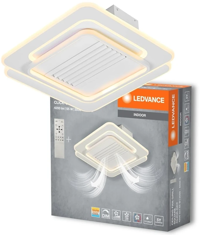 LEDVANCE Ceiling Light/Square Fan; 55W; CCT; IP20 for Indoors; White; dimmable