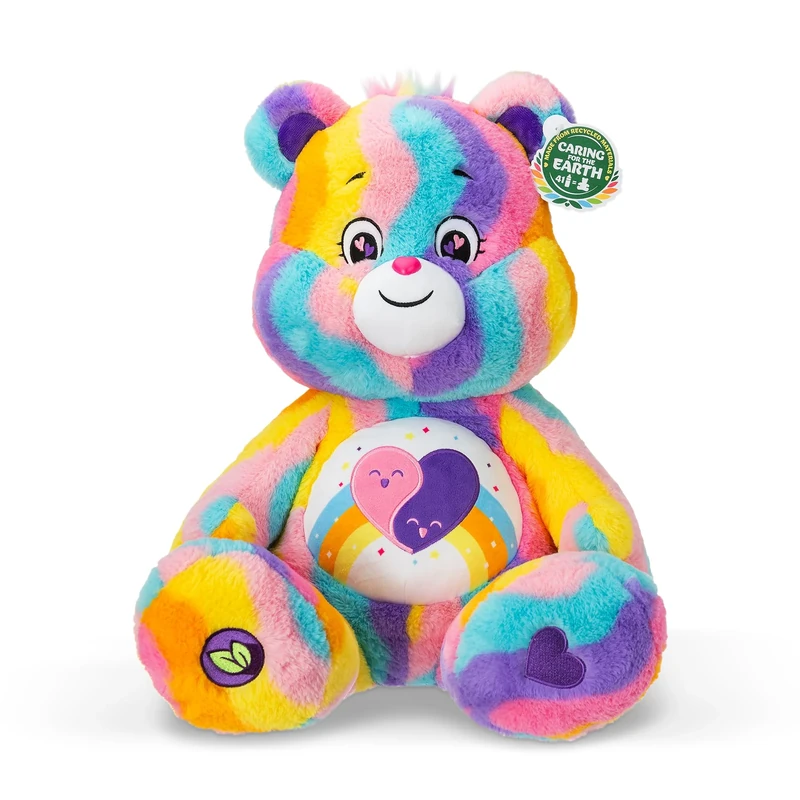 Basic Fun Care Bears Friends Forever Bear 60cm Jumbo Plush Toy – Soft Eco-Friendly Cuddly Plush with Striped Design & Unique Belly Badge – Gift for Kids & Collectors Ages 4+